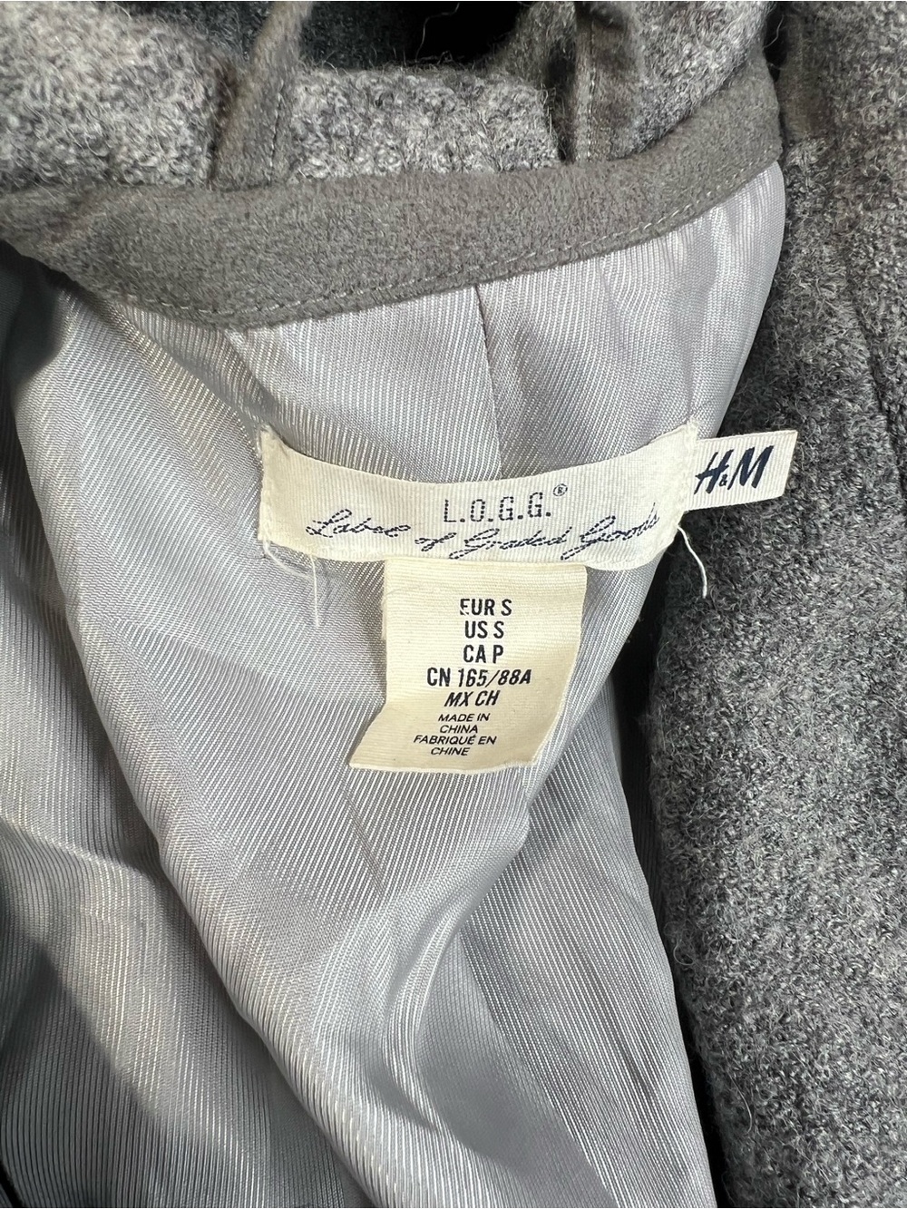 H&M Gray Heavy Weight Wool Blend Hooded Belted Trench Coat - Picture 3 of 5